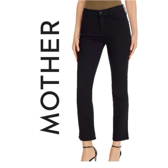Mother Jeans Pants The Mid Rise Dazzler Ankle Sz 23 Black Noir STRECH GOTHCORE - Picture 1 of 16